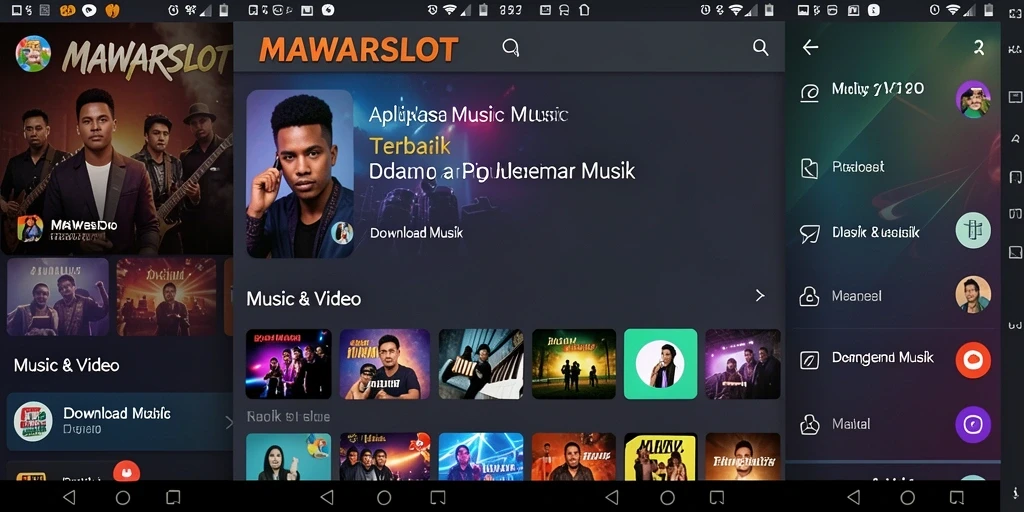 Tampilan antarmuka aplikasi Download Musik MAWARSLOT yang intuitif.