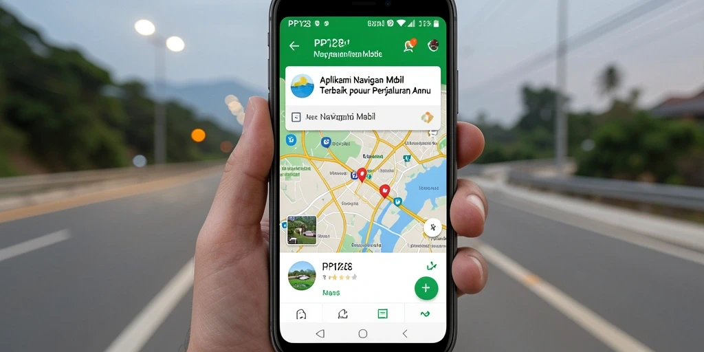 Tampilan antarmuka aplikasi PP123 untuk Navigasi Mobil.