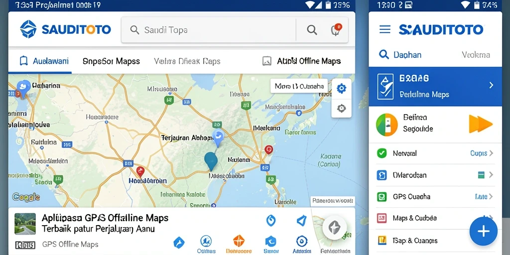 Tampilan antarmuka utama SAUDITOTO untuk navigasi GPS Offline.
