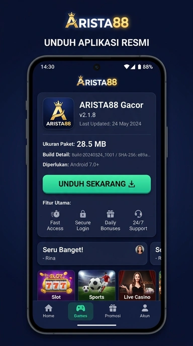 Tampilan halaman APK arista88
